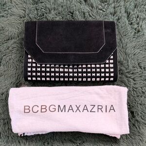 BCBGMaxAzria Black and Silver Studded Clutch